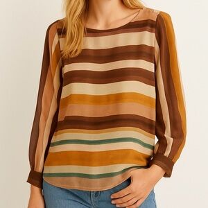 Zara Striped Sheer Tie-Back Blouse | Size S | Boho Chic Layering Top